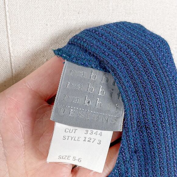 Vintage 80s Rabbit Rabbit Rabbit Multi Blue Knit V-neck Jumpsuit 6 - Picture 12 of 12